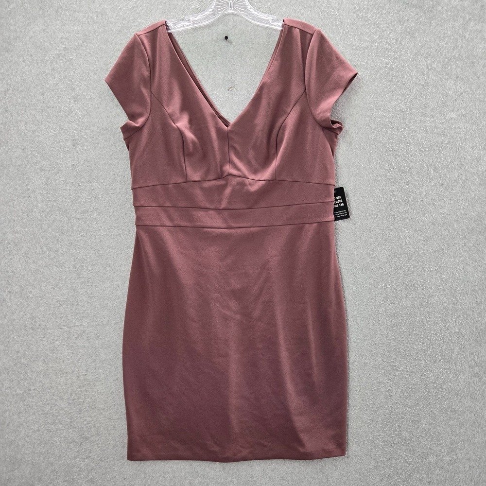 Express Women Dress Large‎ Purple Knee Length Shift Short Sleeve V Neck NWT